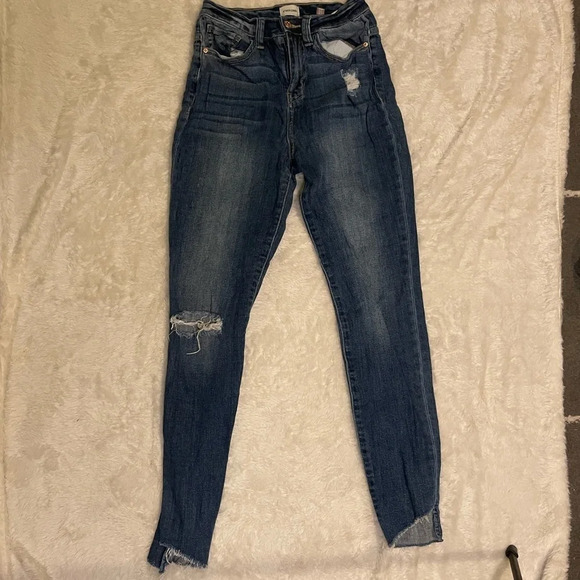 Sneak Peek High Rise Distressed Jeans - Picture 1 of 6